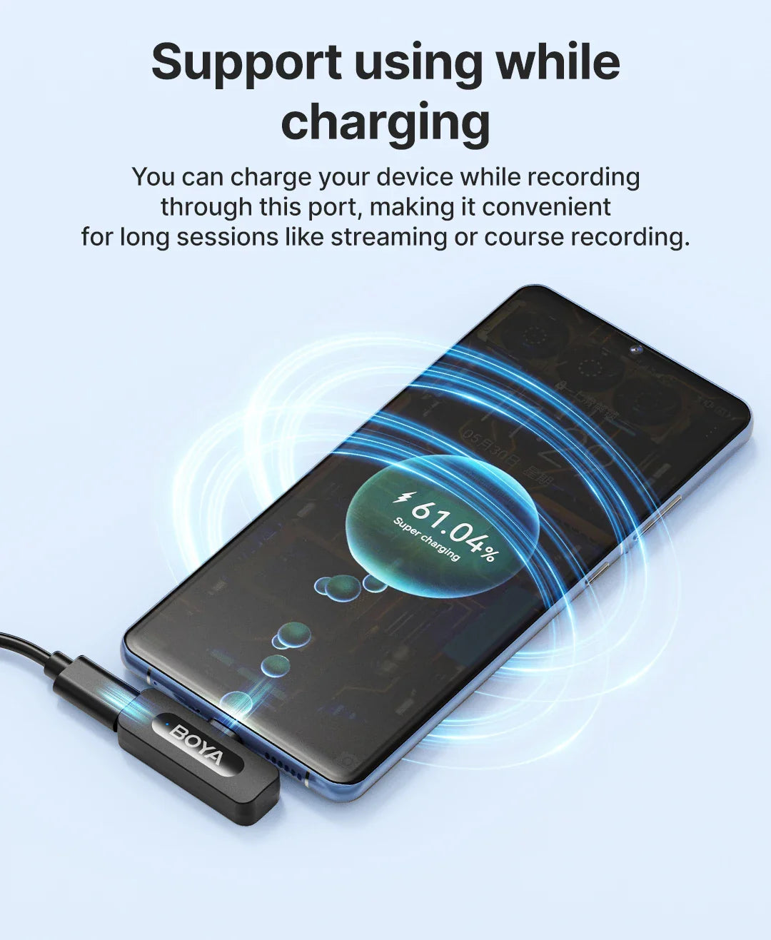 BOYA BY-V3 Wireless Lavalier Lapel Microphone – Noise-Cancelling Rechargeable Mic for iPhone, Android, Camera & Vlogging