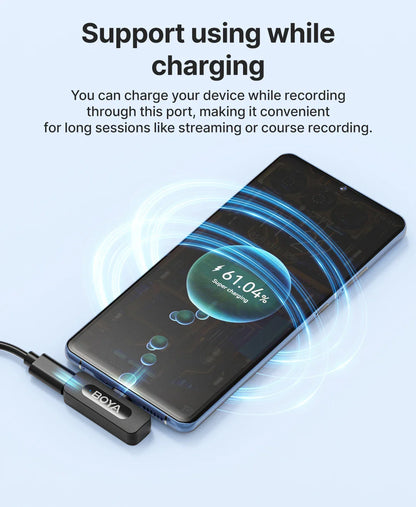 BOYA BY-V3 Wireless Lavalier Lapel Microphone – Noise-Cancelling Rechargeable Mic for iPhone, Android, Camera & Vlogging