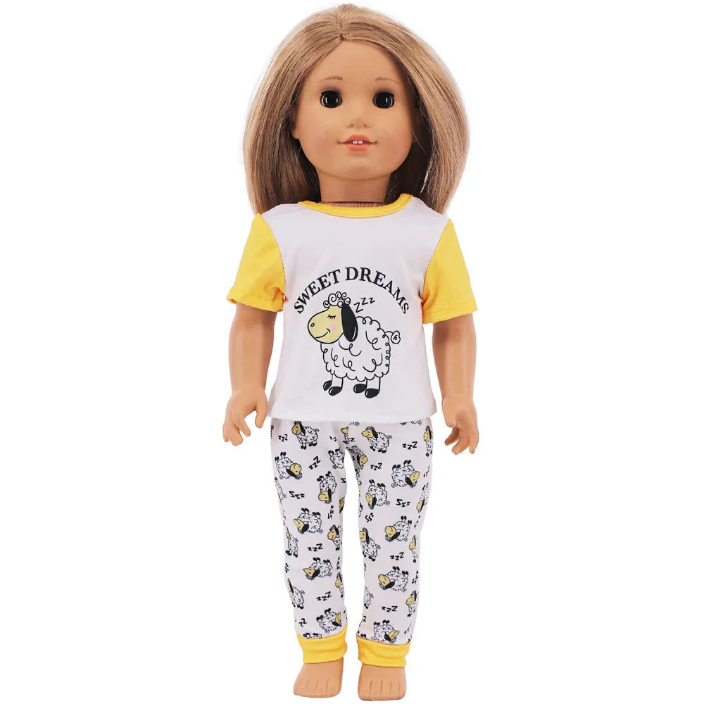 Doll Clothes Multi-Style Daily Set – Pajamas & Home Wear for 43cm Born Baby Dolls & 18-Inch American Dolls, Our Generation Toy Gift