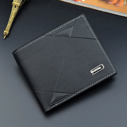 Men’s Slim Short Bifold Faux Leather Wallet – Credit Card & ID Holder Business Billfold Clutch Purse for Everyday Use