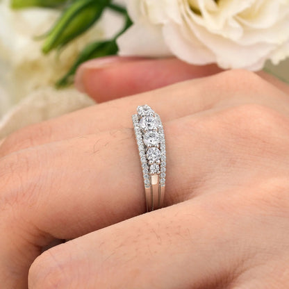Newshe 925 Sterling Silver Eternity Ring — 1.1ct Round AAAAA CZ Wedding Band for Women, Sizes 4–13