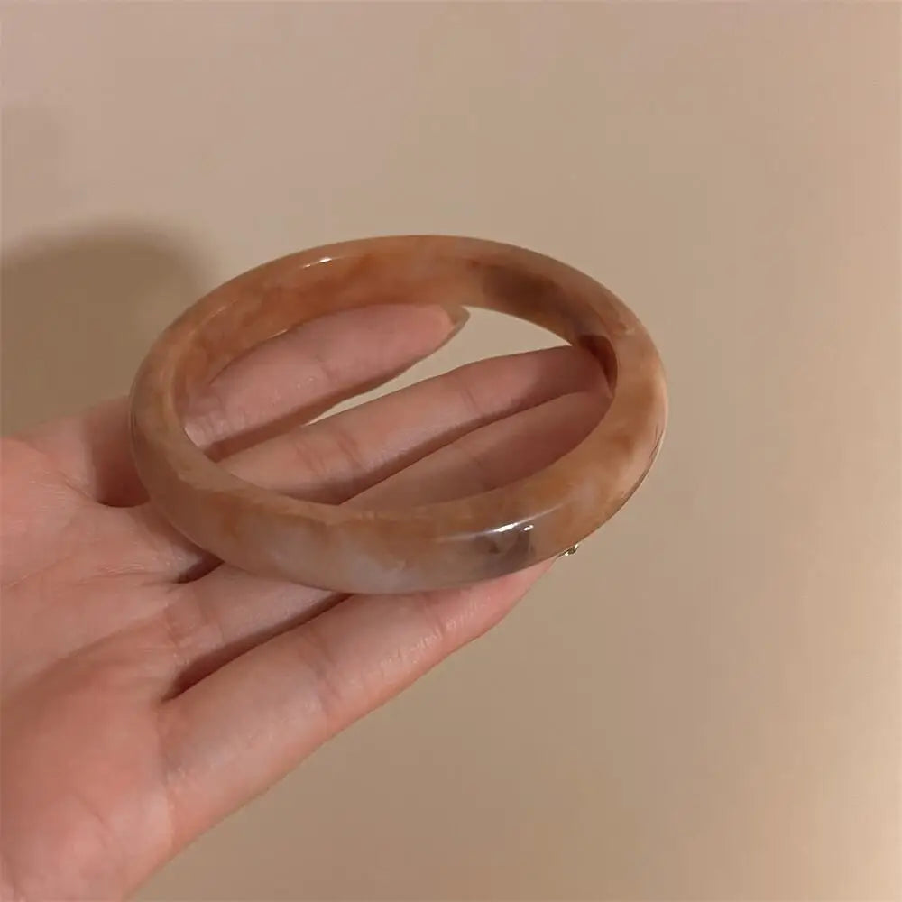 Vintage Wide Geometric Resin Beige Brown Coffee Bangles — Irregular Chunky Bracelet Jewelry Gift for Women & Girls