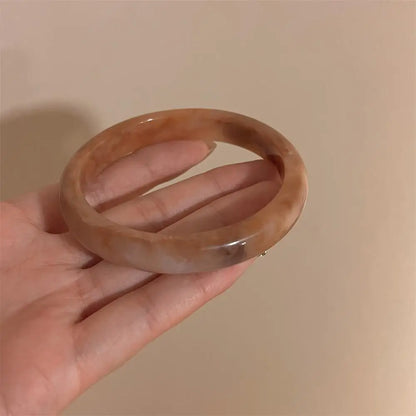 Vintage Wide Geometric Resin Beige Brown Coffee Bangles — Irregular Chunky Bracelet Jewelry Gift for Women & Girls
