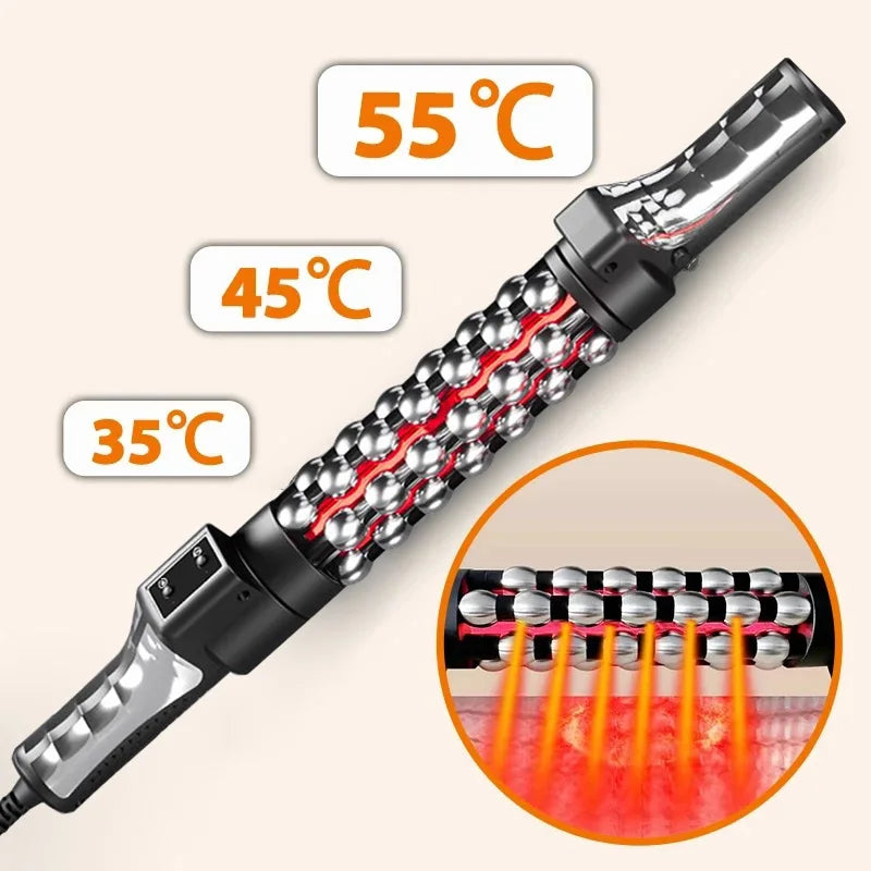 36W Red Light Heated Massage Roll Massager - 360° Rotating Inner Ball for Full Body & Anti-Cellulite