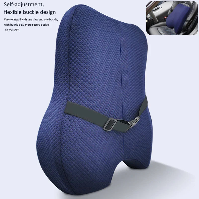 Memory Foam Seat Cushion & Waist Back Support Pillow Set – Orthopedic Ergonomic Coccyx & Lumbar Pad for Office Chair & Car