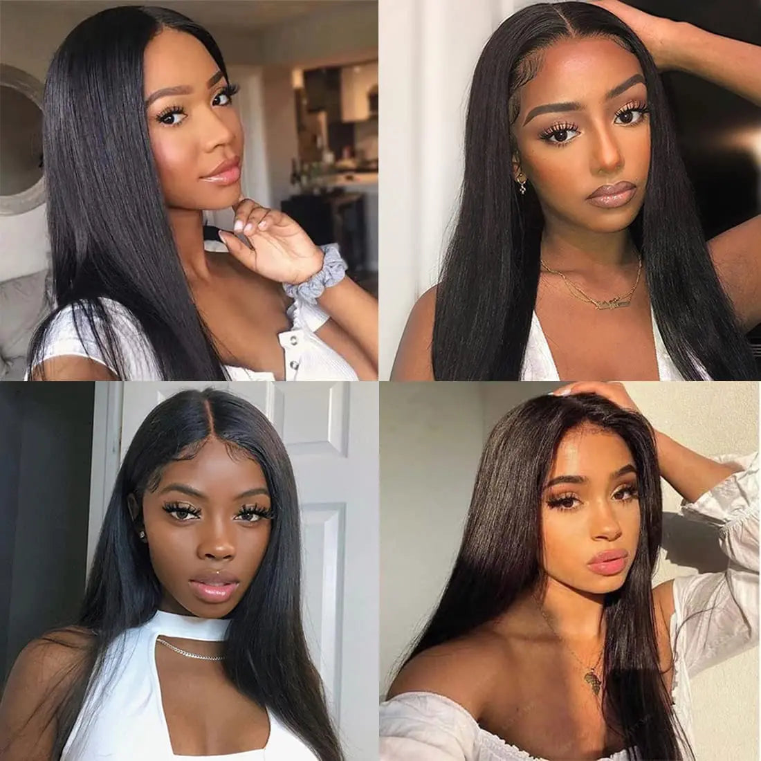 Straight Clip-In Hair Extensions – 8 Piece Full Head Set, 120g Brazilian Remy 100% Human Hair, Natural Black