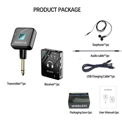Wireless IEM In-Ear Monitoring System - Transmitter & Lavalier Receiver for Band Rehearsals