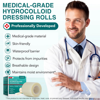 Hydrocolloid Band Aid Dressings - Extra Thin Waterproof Self-Adhesive Wound Care & Scar Cover Tape