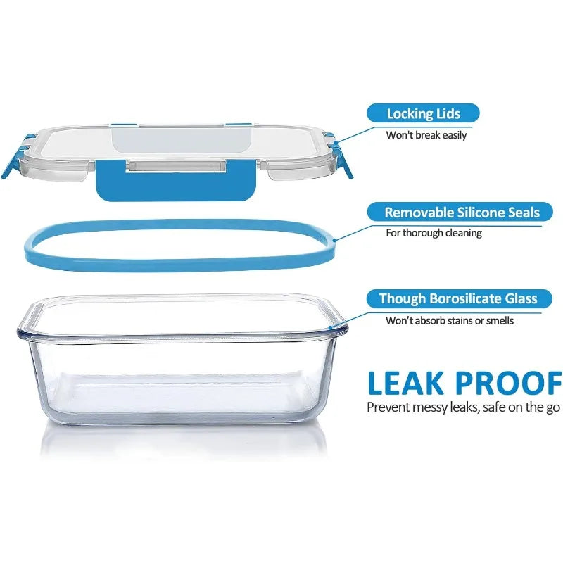 30-Piece Glass Food Storage Container Set — Airtight Meal Prep Containers with Upgraded Snap-Lock Lids, Oven Safe