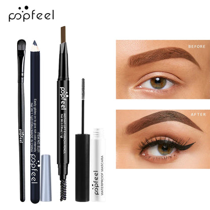 POPFEEL Complete Eye Makeup Set – Eyeshadow Palette, Eyeliner, Mascara & Eyebrow Pencil with Makeup Tools Gift Box for Women