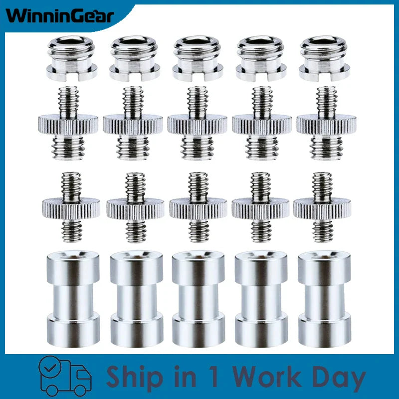 1/4" to 3/8" Female Screw Adapter – Metal Spigot Stud Male Converter for Flash, Light, Tripod & Photo Studio Accessories