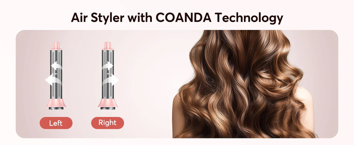 5-in-1 Hair Dryer & Styling Tool – Straightener, 32mm Curling Iron with 300 Million Negative Ions, Quick Drying Hair Care Gift