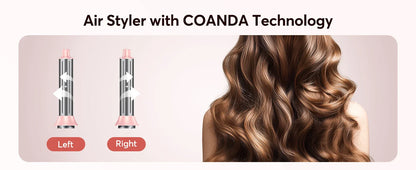 5-in-1 Hair Dryer & Styling Tool – Straightener, 32mm Curling Iron with 300 Million Negative Ions, Quick Drying Hair Care Gift