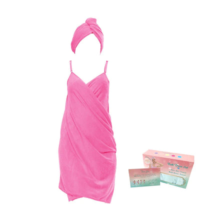2-Piece Women’s Camisole Shower Dress — Sexy Backless, Absorbent Wearable Bath Towel Nightdress