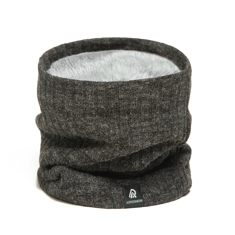 Thick Winter Warm Ring Scarf for Women - Solid and Striped Knitted Neckerchief, Outdoor Ski Full Mask Woolen Yarn Muffler