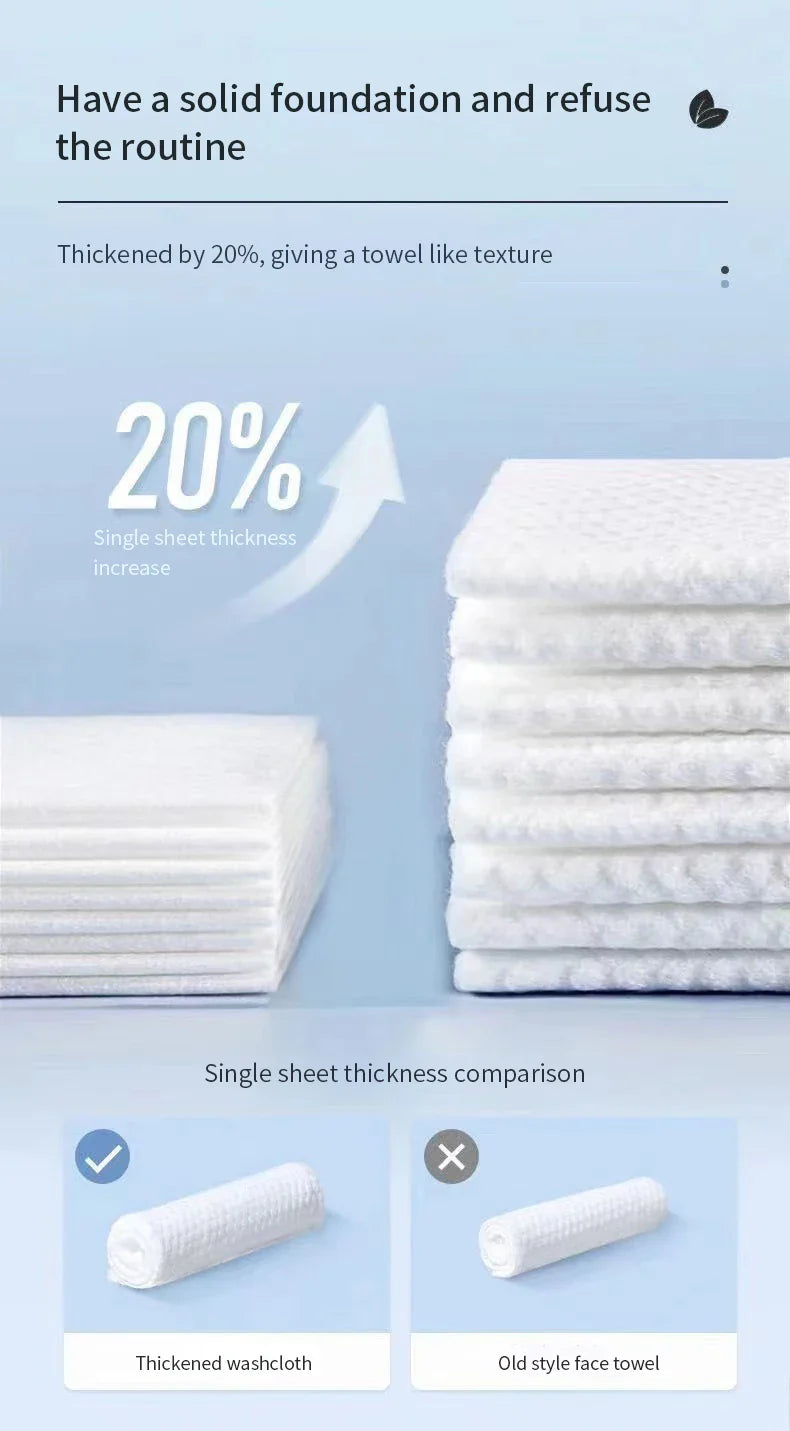 Extra Thick Disposable Facial Towels - Gentle & Absorbent Cotton Makeup Remover Wipes
