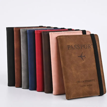 Men's PU Leather Travel Passport Wallet - Hand Carry Passport Holder with Card Slots, Business Cards Organizer