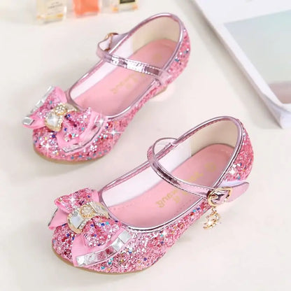 Children’s Princess Sandals - Girls’ Bowtie High Heel Wedding & Dress Shoes