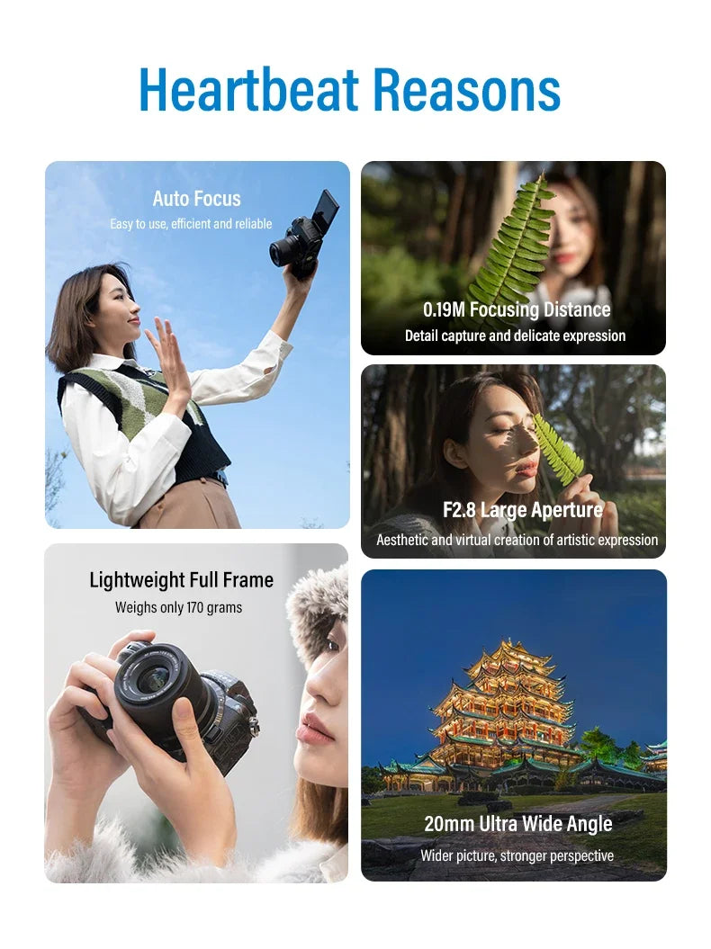 Viltrox AF 20mm F2.8 Full Frame Lens – Ultra Wide-Angle Fisheye for Sony E ZVE10, A7, A7II, A7III, Nikon Z30, Z50