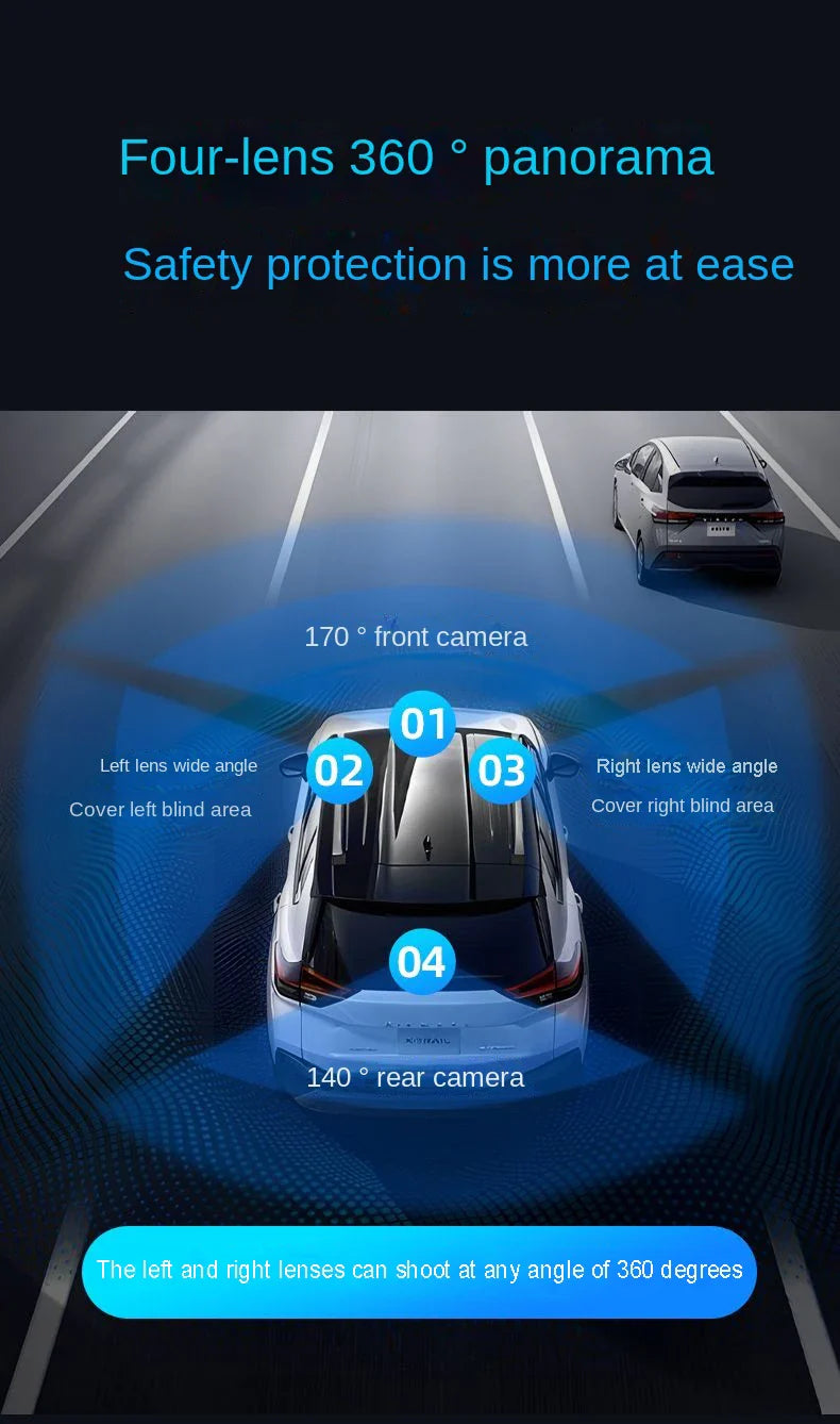 4 Channel Hidden Tachograph 4K Ultra HD Mini Dash Cam – Four Cameras with Rear View DVR, 24H Parking Monitor, BlackBox Video Recorder
