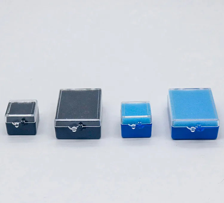 100PCS Dental Implant Storage Box – 1inch & 2inch Plastic Denture Box with Sponge, Blue, Black, White, for Dentistry & Laboratory