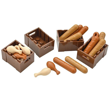 DIY Mini Food Building Block Figures – Bread, Fish, Fruit, Chicken, Crab, Hot Dog, Cake, Pizza & Carrot Creative Toy Bricks