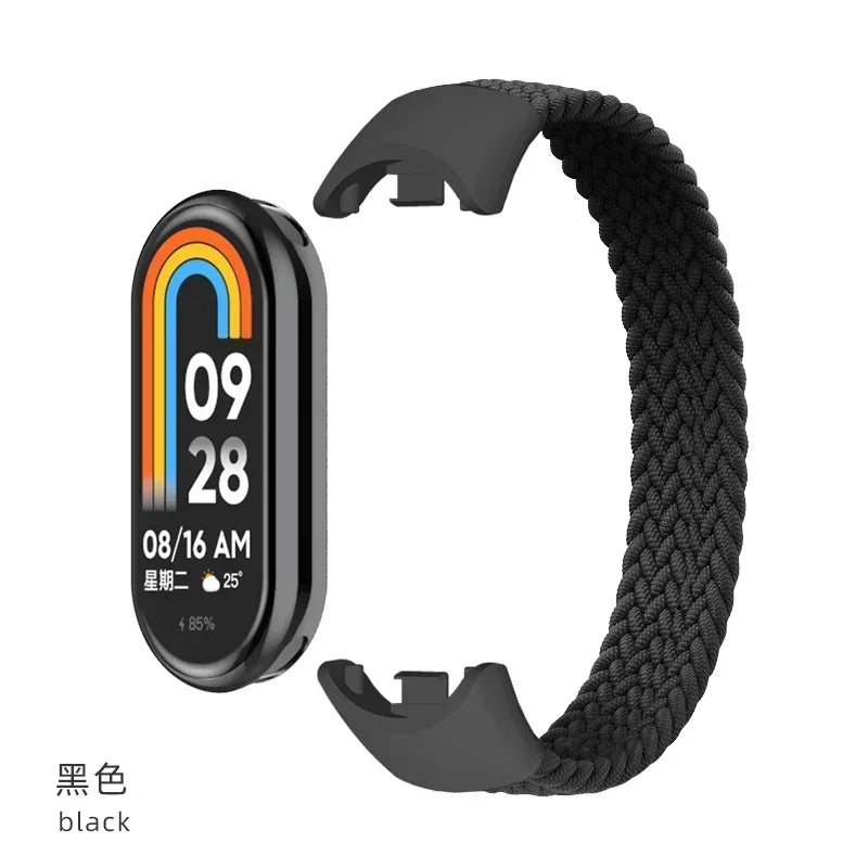 Braided Nylon Solo Loop for Xiaomi Mi Band 9 & 8 – Elastic NFC Replacement Strap Bracelet