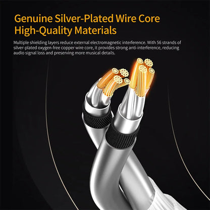 KZ OFC Silver-Plated Earphone Upgrade Cable - Type-C 2PIN Replacement Cable with Optional Microphone