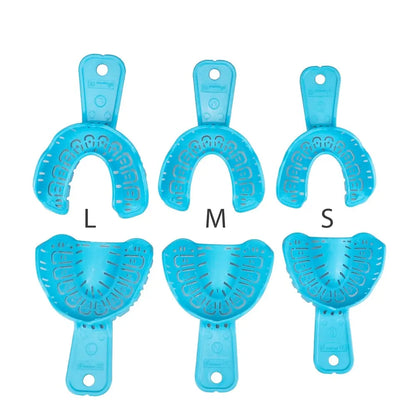 Denspay 6Pcs Dental Impression Tray Set – S/M/L Full Mouth & Partial Mold Trays, Easy Fold Plastic Design