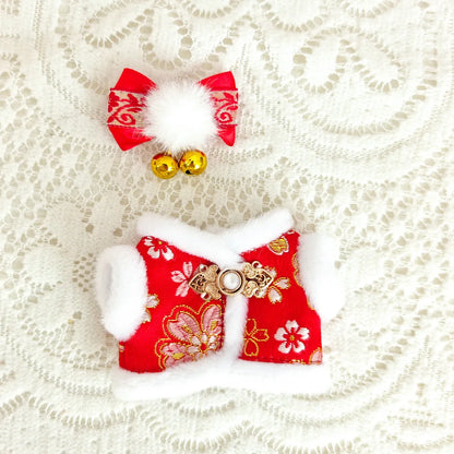 17cm Mini Plush Doll Clothes — Outfit Accessories for Labubu V1 & V2, Christmas Cookie Man Sweater Hat, New Year Gift