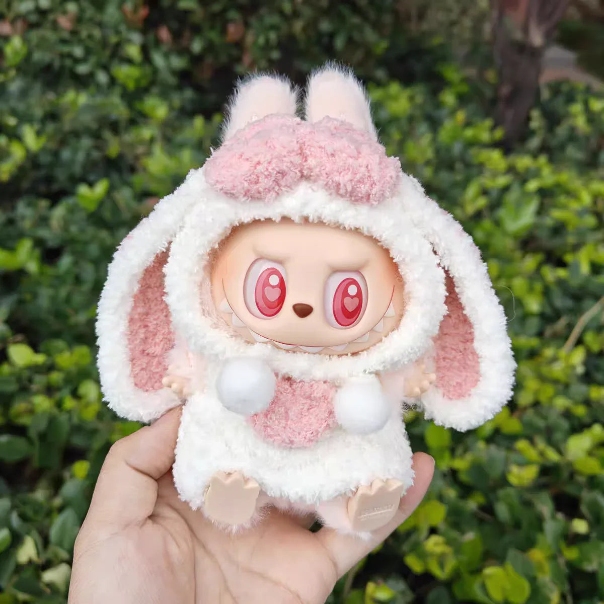 Labubu 17cm Doll Clothes — Long Eared Furry Rabbit Costume DIY Outfit