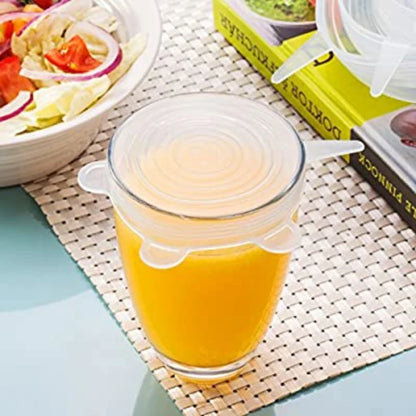 Silicone Stretch Can & Jar Lids (6PCS) – 2.6 Inch Food-Safe Reusable Covers for Yogurt, Bowls & Containers