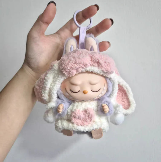Labubu 17cm Doll Clothes — Long Eared Furry Rabbit Costume DIY Outfit