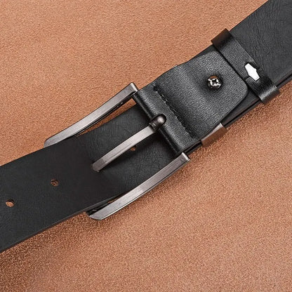 Genuine Leather Men's Belt – High-Quality Buckle, Cowskin Casual & Business Waistband, Cowboy Fashion 2024 New