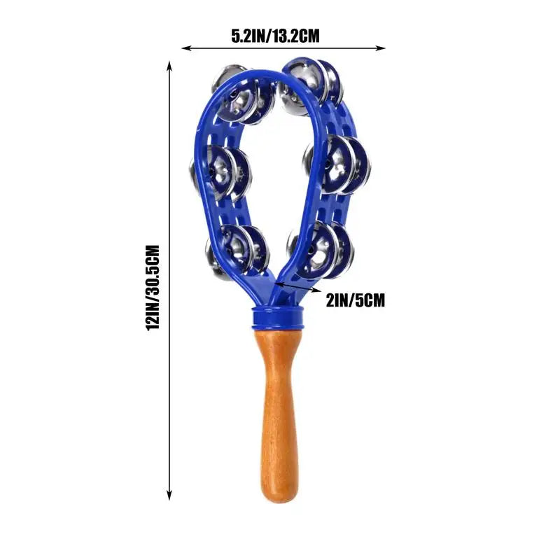 Double Row Metal Jingle Tambourine – Handheld Safe, Rustproof & Waterproof Percussion Instrument, Eco-Friendly