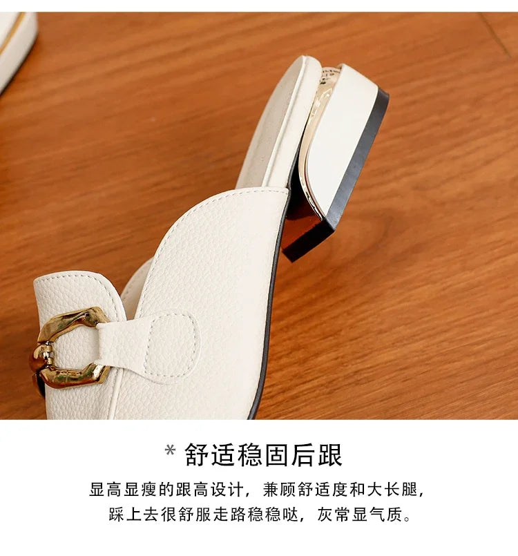 2024 Spring Summer Women’s Straw Mules – Bowknot Round Toe Fisherman Slippers