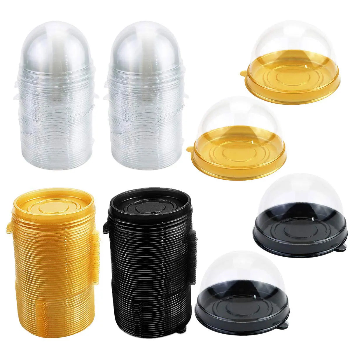 50pcs Mini Transparent Cake Boxes - Cupcake Dome Containers for Pastry Baking, Ideal for Wedding Party Supplies and Gifts