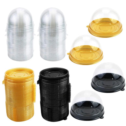50pcs Mini Transparent Cake Boxes - Cupcake Dome Containers for Pastry Baking, Ideal for Wedding Party Supplies and Gifts