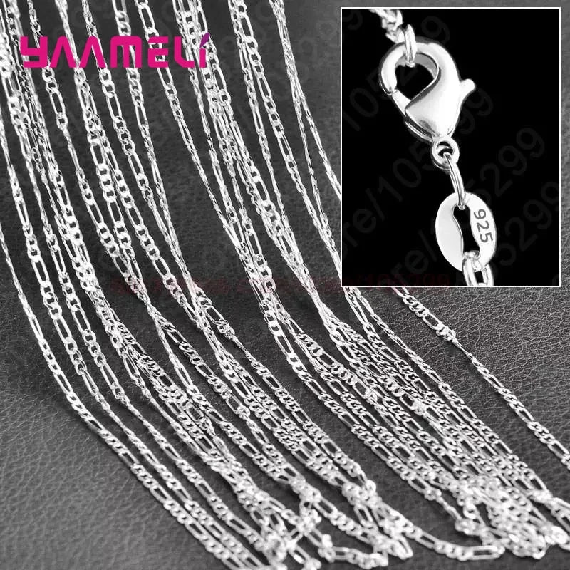 10PCS 925 Sterling Silver Charm Link Chain Necklaces – Smooth Lobster Clasp Jewelry, 16-30 Inch Adjustable