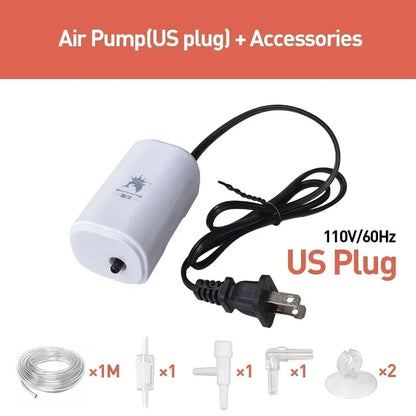Ultra Silent 3W Aquarium Air Pump - 220V-240V Mini Fish Tank Oxygen Compressor (110V Option)
