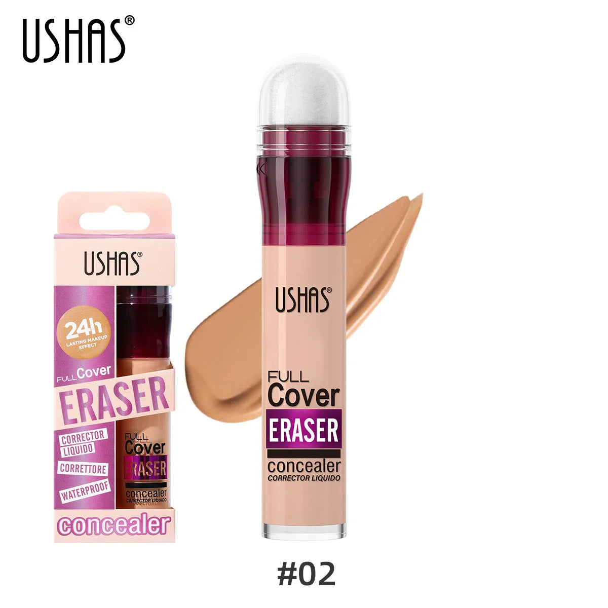 USHAS Sponge Head Concealer – Black Circles, Tear Marks, Acne & Skin Imperfections Waterproof Foundation Makeup Eraser