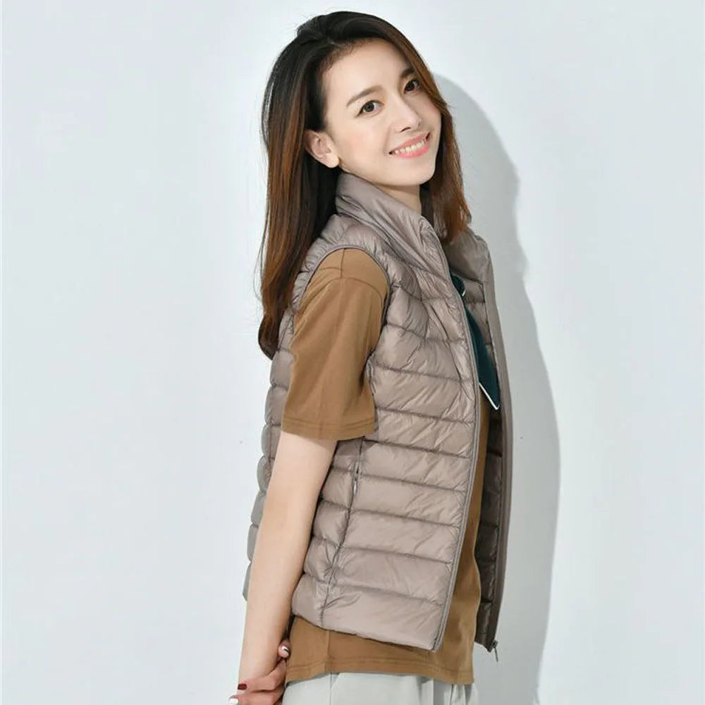 2024 Women's Ultra-Light Down Vest – Slim Sleeveless, Portable & Windproof Lightweight Waistcoat for Girls