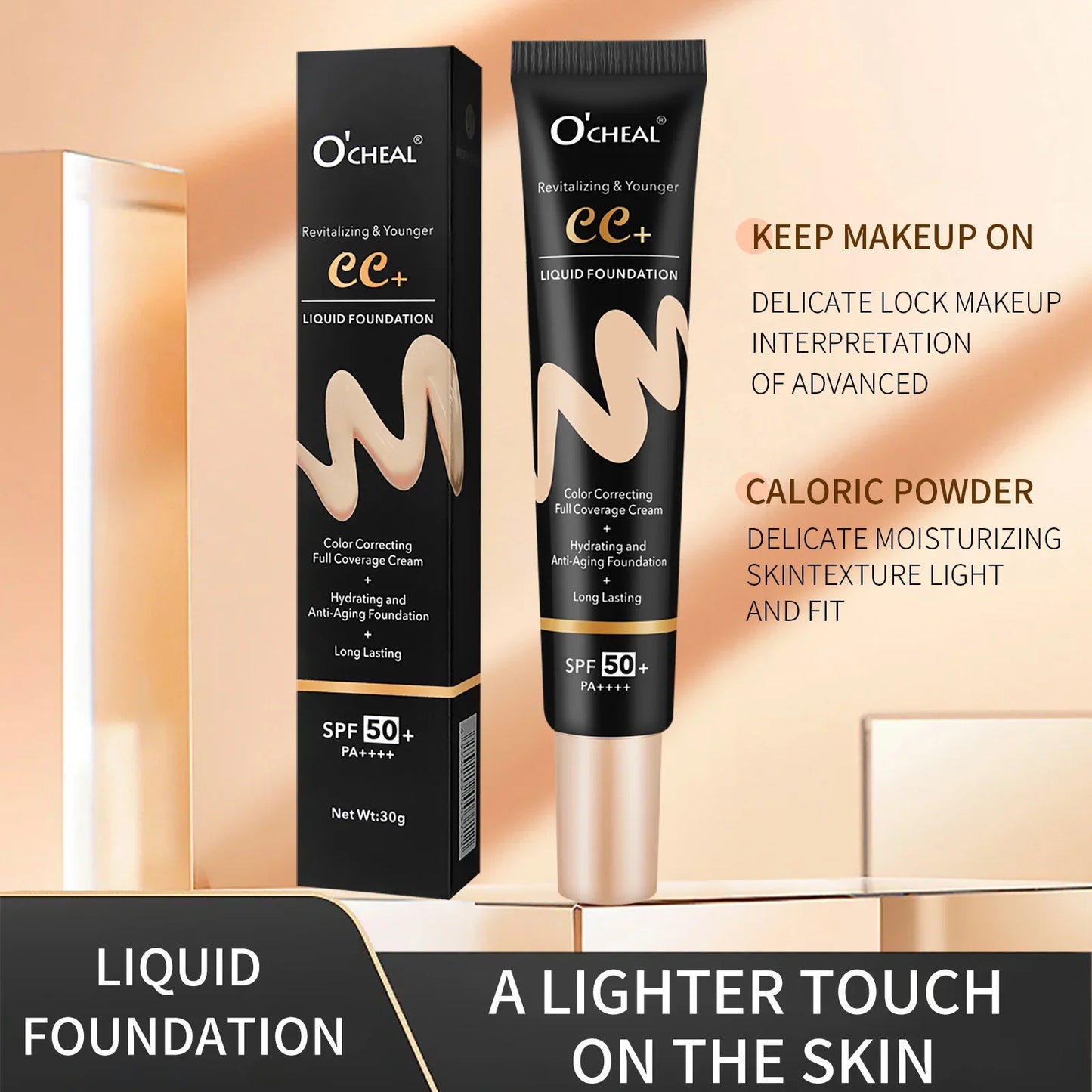 Ocheal 30g BB/CC Sunscreen Cream SPF 50/PA+++ – Anti-Aging, Long-Lasting Full Coverage Facial Foundation