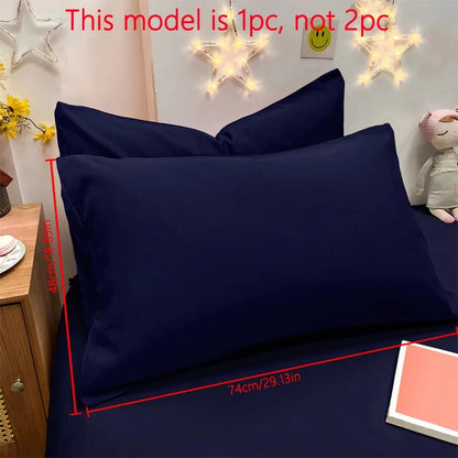 Matte Solid Color Pillowcase - Soft Pocket Sealed Bedroom Bedding Cover