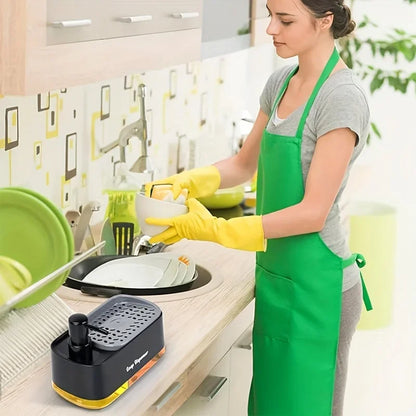 2-in-1 Hand & Dish Soap Dispenser Set — Countertop Soap Pump with Detergent Dispenser & Sponge Holder for Kitchen Sink