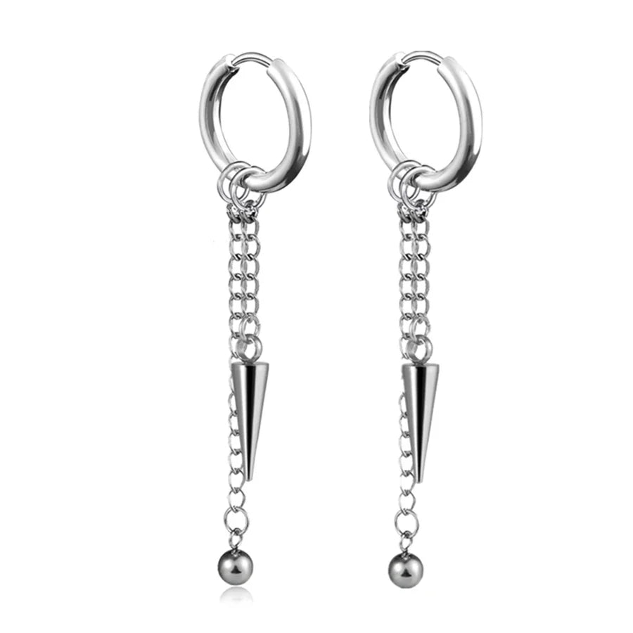 Long Hanging Cross & Leaf Hoop Earrings – Vintage Stainless Steel Hip Hop Unisex Jewelry Accessories