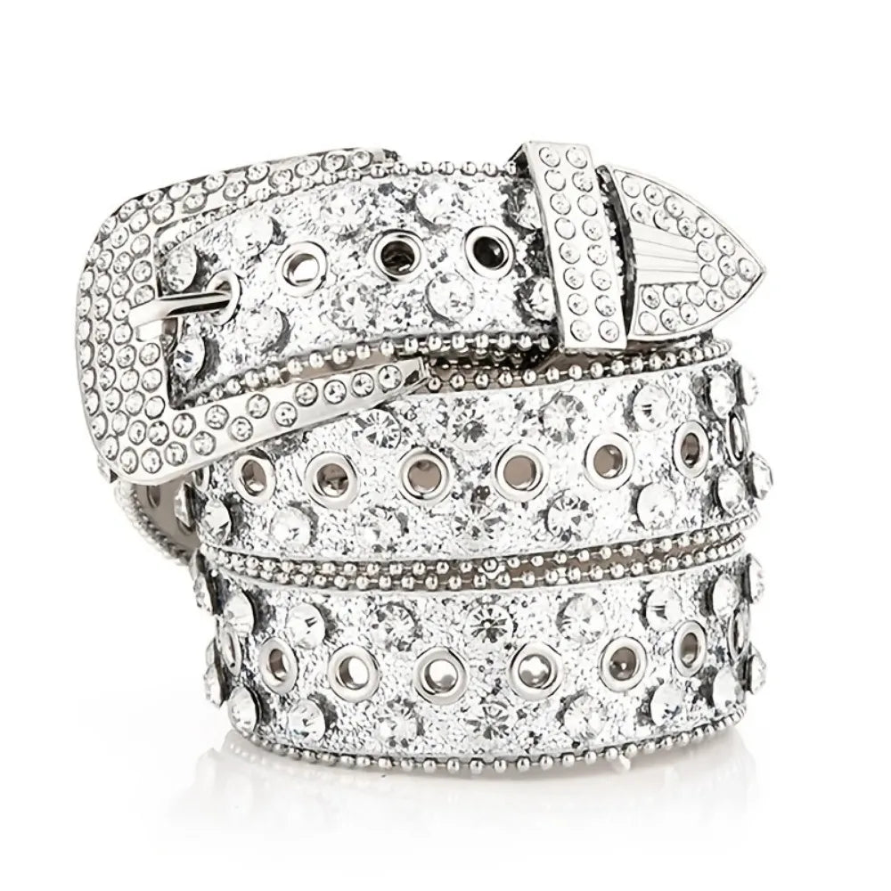 Women's Rhinestone Studded Belt - Hollow Pin Buckle Wedding & Party Accessory