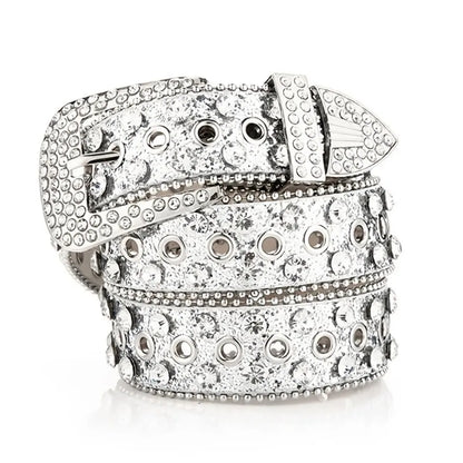 Women's Rhinestone Studded Belt - Hollow Pin Buckle Wedding & Party Accessory