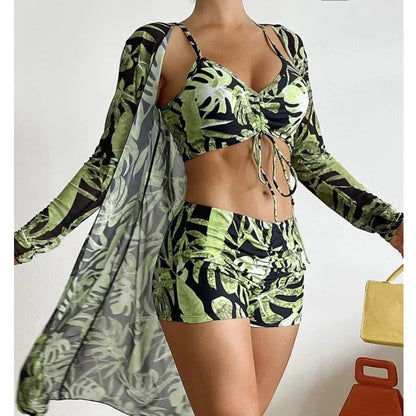 Women’s 3-Piece Push Up Bikini Set - Summer Print Sexy Swimsuit & Beachwear Bathing Suit