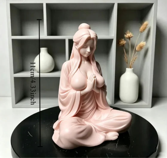 Meditation Zen Female Figurine - 3D Printed Cross-Legged Desktop Ornament for Tea Rooms & Home Decor